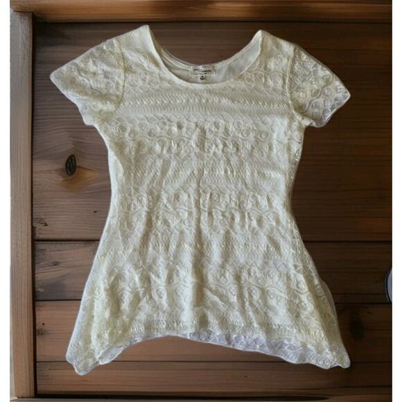Eve & Maddie Womens Medium Y2k Babydoll Top Whimsy Fairy Boho Ivory Lace Peasant - Picture 1 of 9